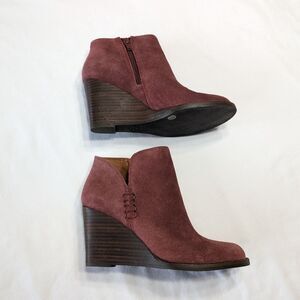 NEW Lucky Brand Purple Suede Wedge Boots - Yimme